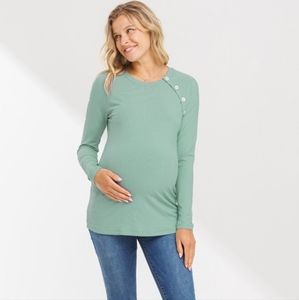 Maternity Top Long Sleeve NWT Sage Faux Button